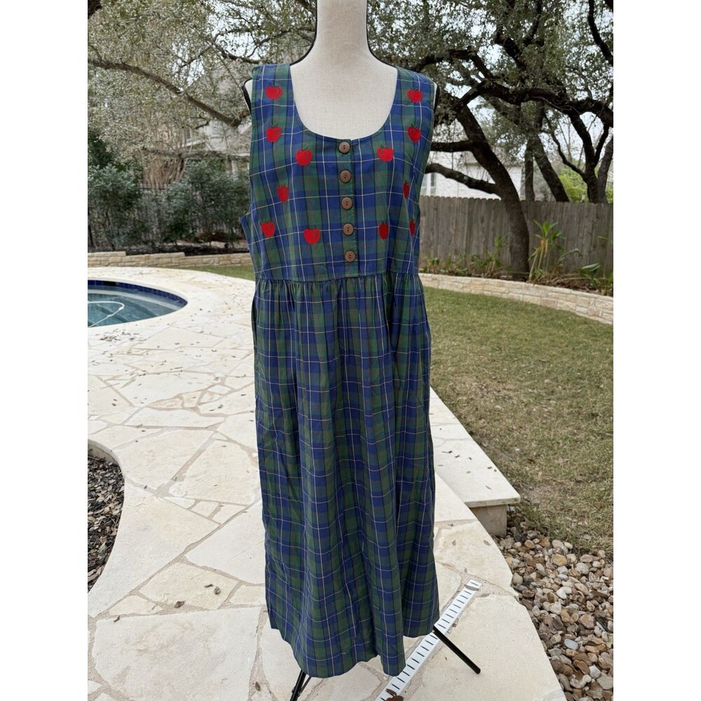 VTG Bechamel Jumper Dress Womens Medium Tartan Plaid Apple Teacher Classic